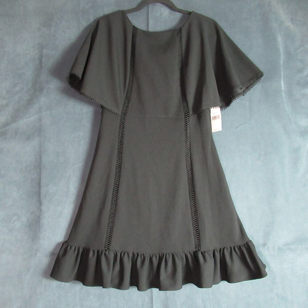 Nanette Lepore Dress Women 8 Black Crochet Gypsy Rose Romantic Ruffle Church NWT
